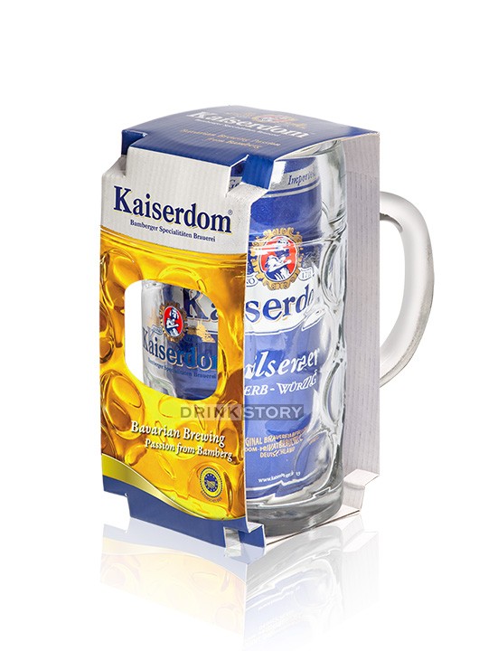 Bere Kaiserdom Pilsner doza 1L Pachet cu halba de sticla 1L